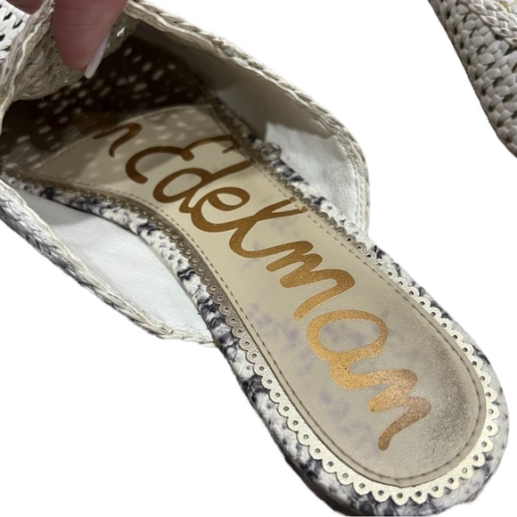 Sam Edelman White Clara Woven Leather Flat Mules - Picture 7 of 10